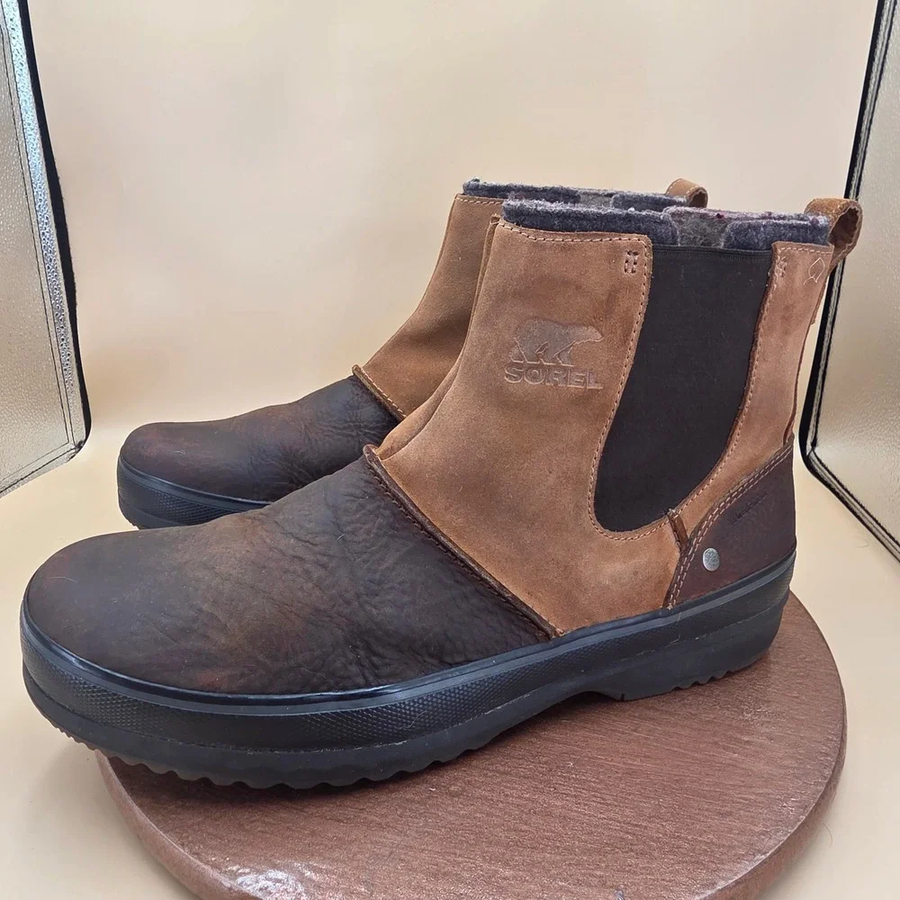 Sorel Mens NM1677-224 Waterproof Leather Chelsea Boots Brown Suede Winter 14